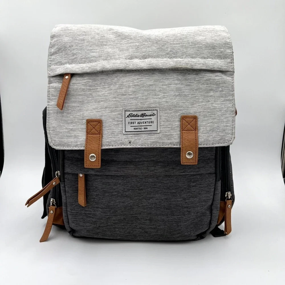 Eddie Bauer Cascade Backpack Wolf Slate Gray First Adventure Diaper Bag FLAWED